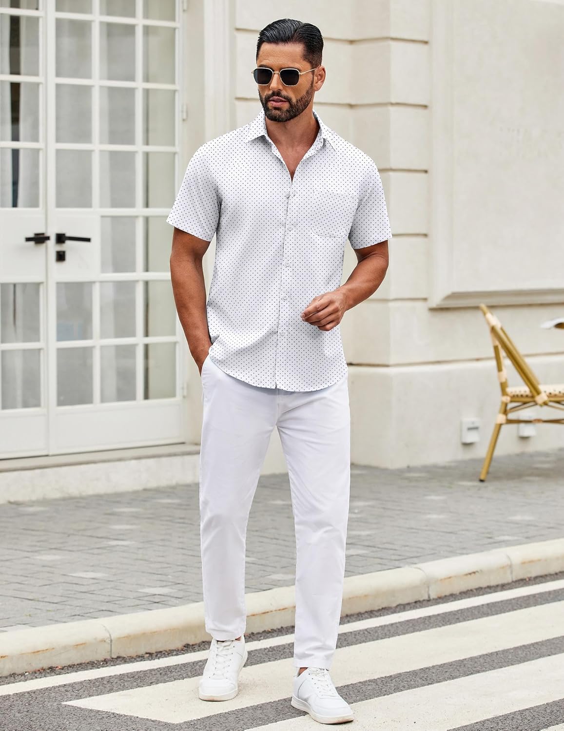 Mens Short Sleeve Casual Button Down Shirts Summer Untucked Dress Shirts - Picture 133 of 154