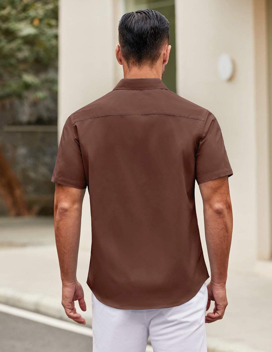 Mens Short Sleeve Casual Button Down Shirts Summer Untucked Dress Shirts - Picture 137 of 154