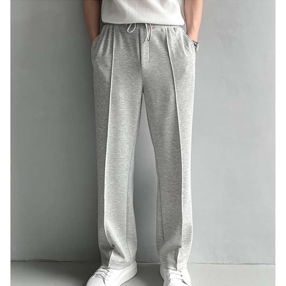 Korean Simple Casual Pants Summer Men's Loose Lace-up Wide Leg Straight Trousers - Picture 9 of 11