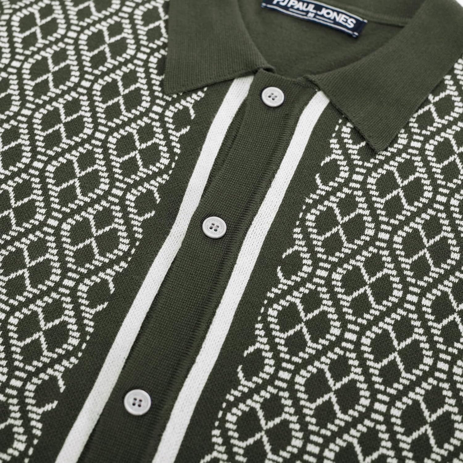 Herren 70er Vintage Kontrast Strick Poloshirt, Kurzarm, Button Down, gerippt - Bild 35 von 42