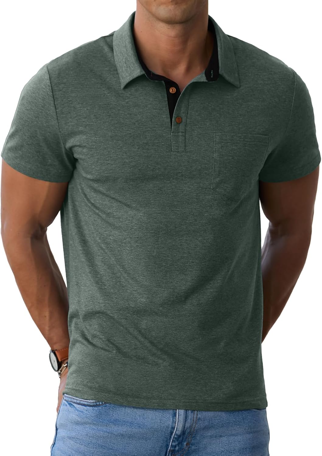 Men's Cotton Polo Shirts Short Sleeve Summer Shirts Golf Shirt with Pocket - Bild 26 von 45
