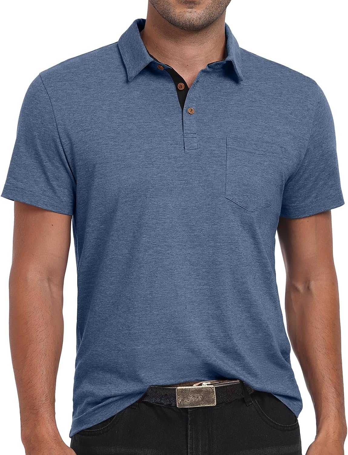 Men's Cotton Polo Shirts Short Sleeve Summer Shirts Golf Shirt with Pocket - Bild 40 von 45