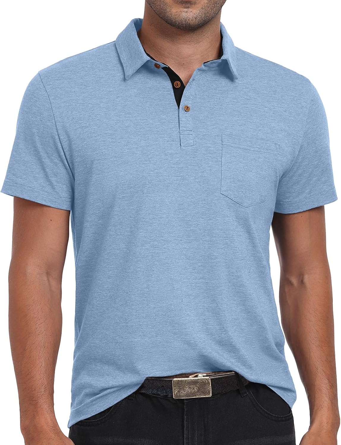 Men's Cotton Polo Shirts Short Sleeve Summer Shirts Golf Shirt with Pocket - Bild 45 von 45