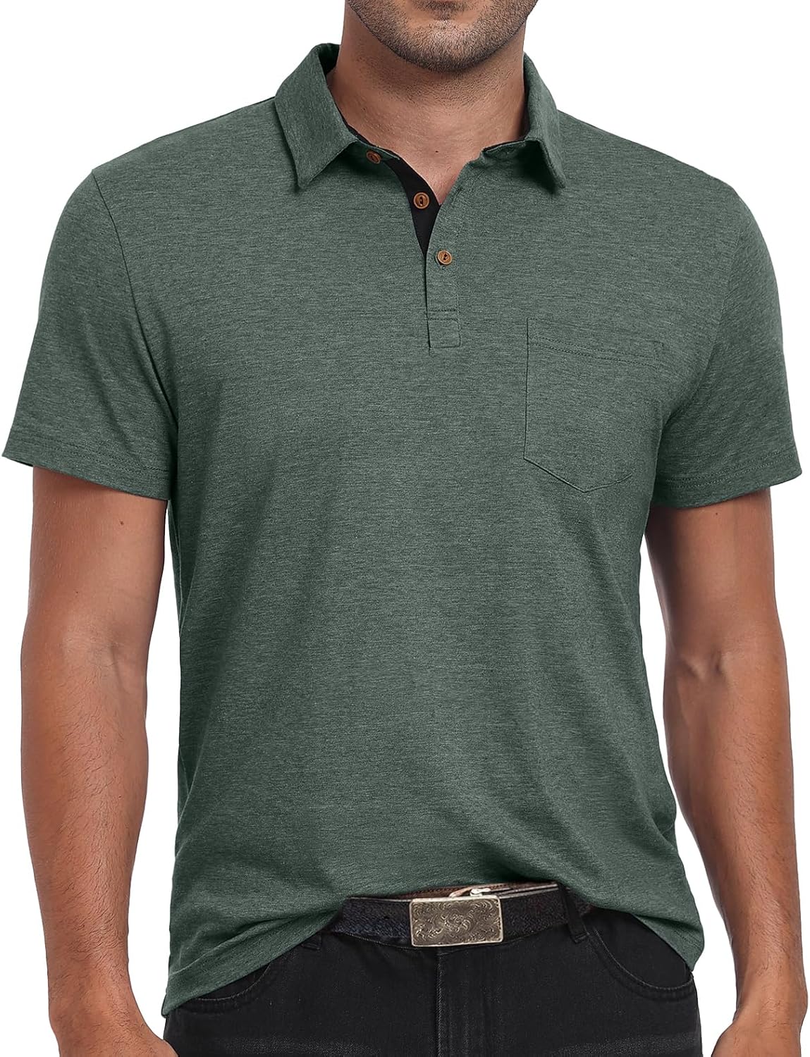 Men's Cotton Polo Shirts Short Sleeve Summer Shirts Golf Shirt with Pocket - Bild 30 von 45