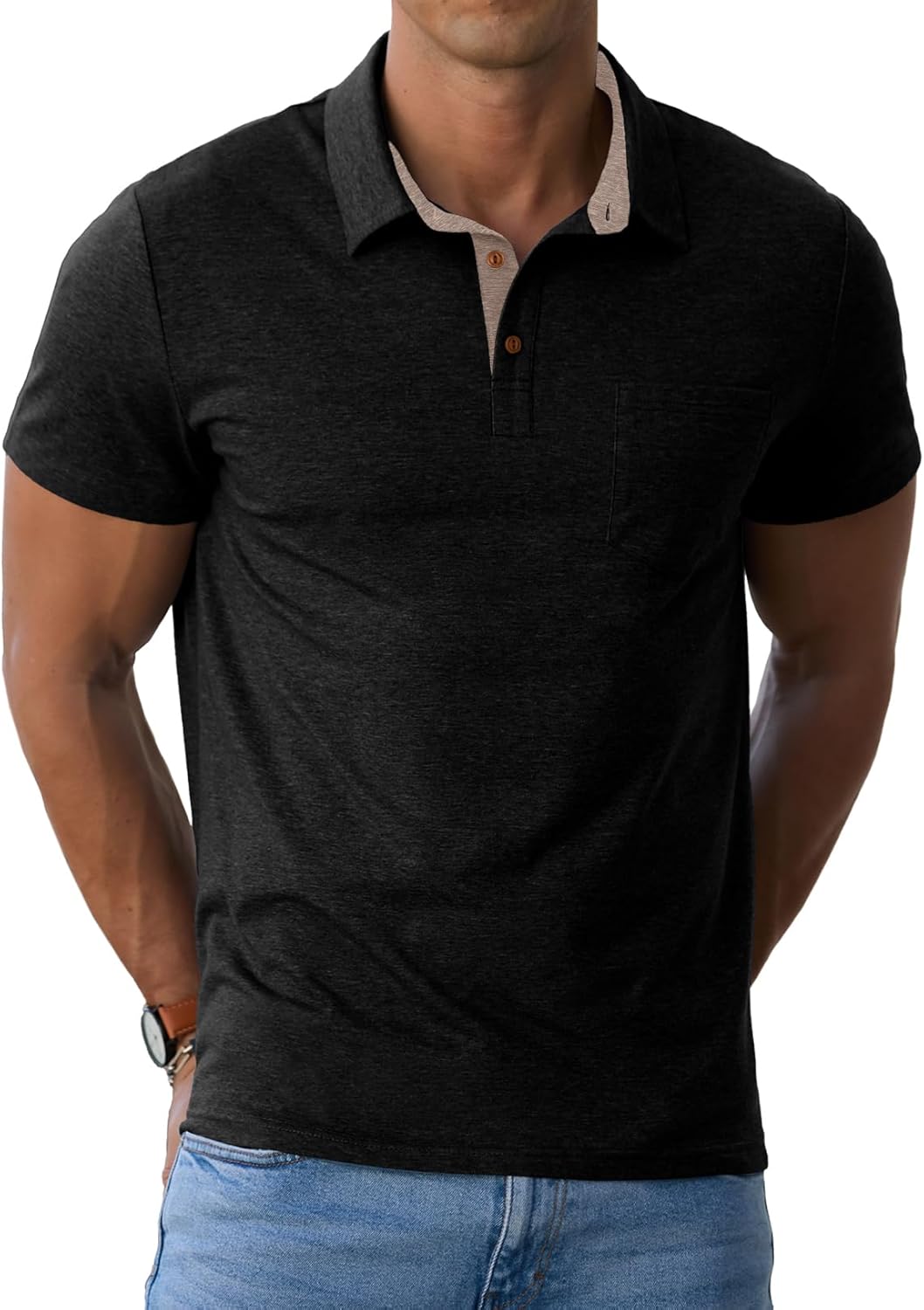 Men's Cotton Polo Shirts Short Sleeve Summer Shirts Golf Shirt with Pocket - Bild 31 von 45