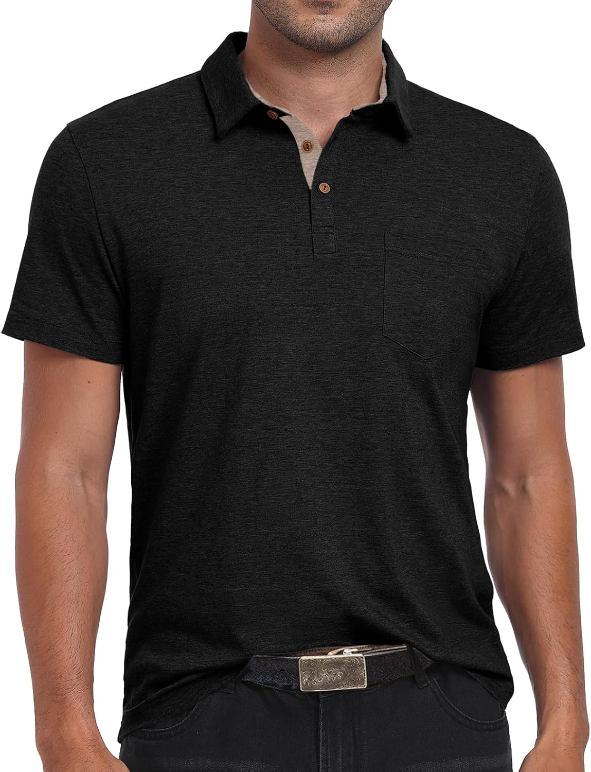 Men's Cotton Polo Shirts Short Sleeve Summer Shirts Golf Shirt with Pocket - Bild 35 von 45