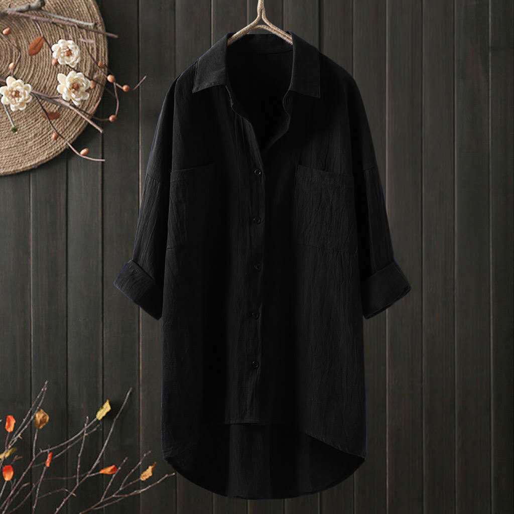 Damen Übergröße Baumwolle Leinen Tunika Top Locker Baggy Oversize Bluse Kleid - Bild 19 von 24