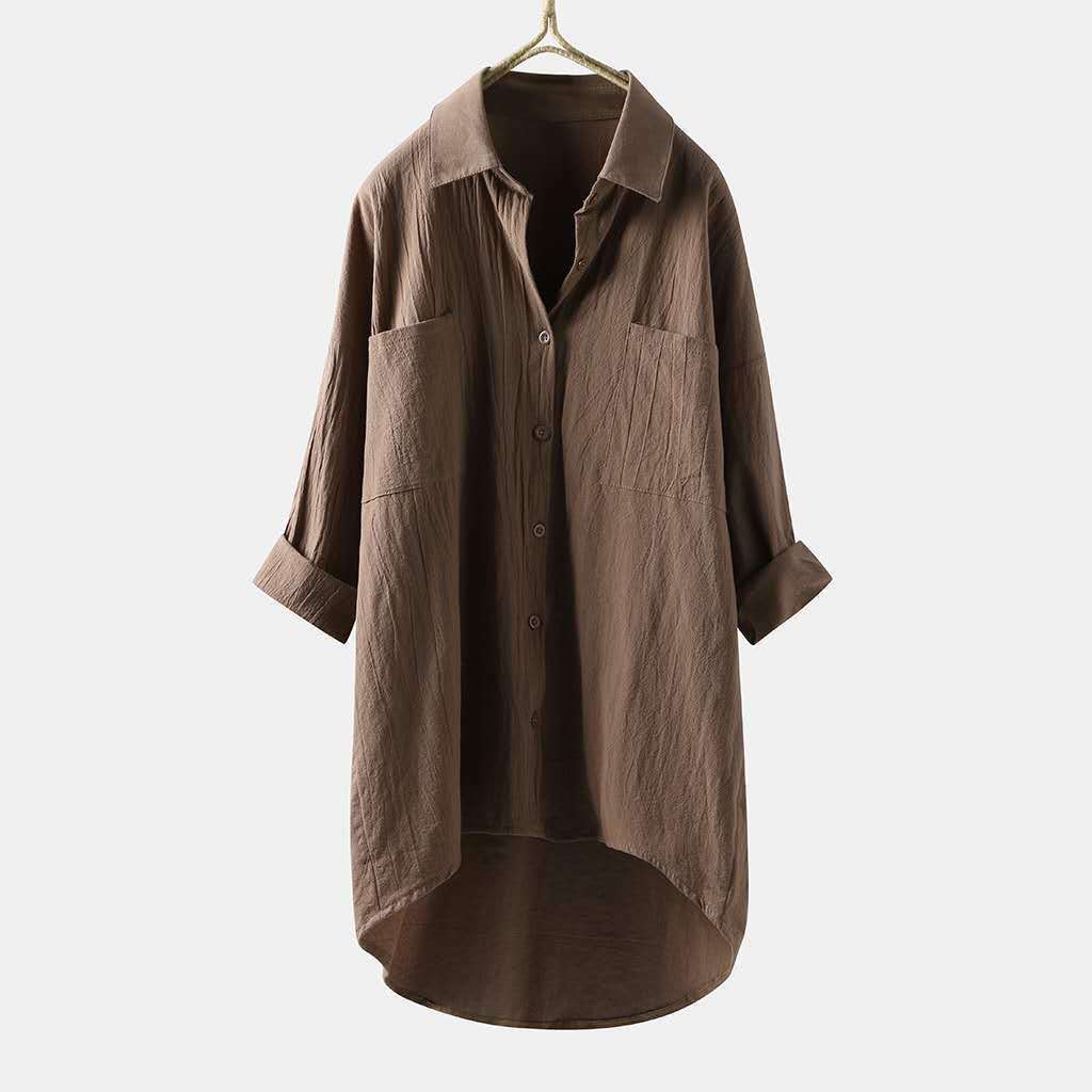 Damen Übergröße Baumwolle Leinen Tunika Top Locker Baggy Oversize Bluse Kleid - Bild 24 von 24
