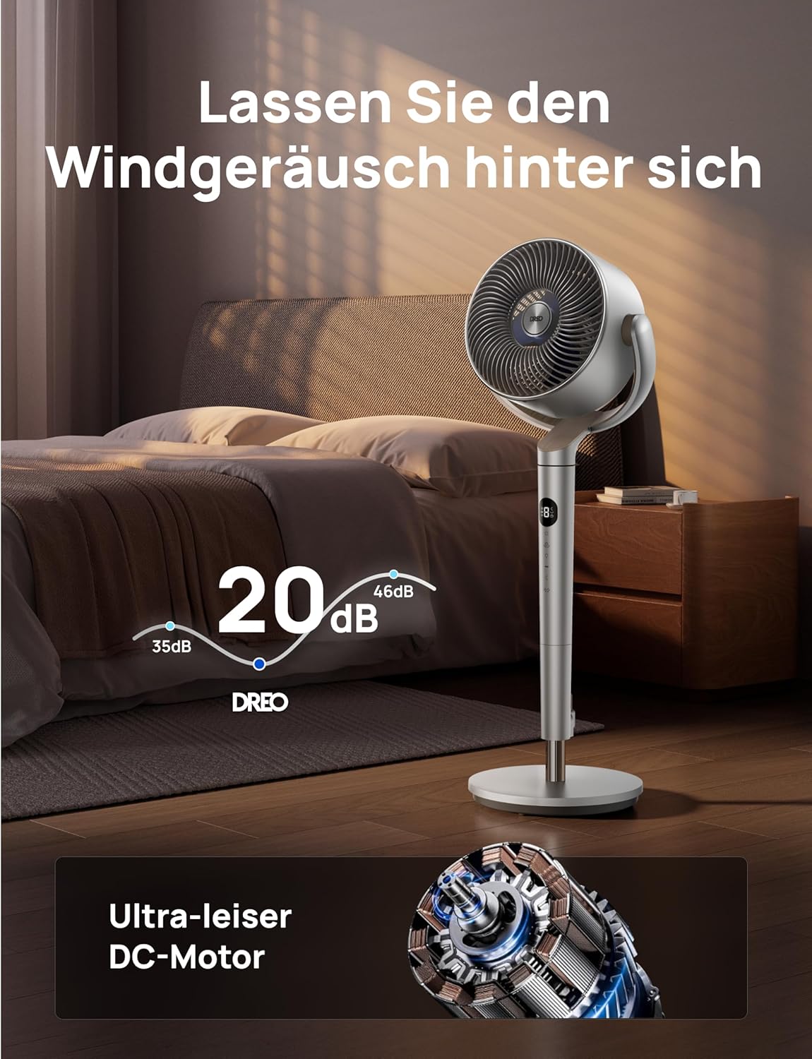 Dreo Smart Standventilator mit RGB Light, 120° +120° Oszillierender Ventilator - Bild 14 von 23