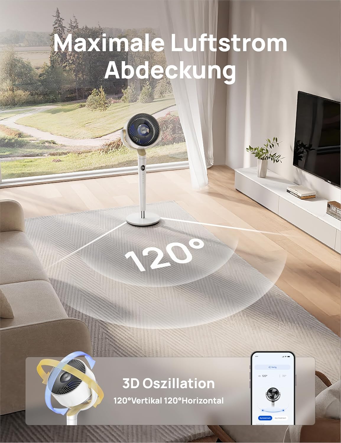 Dreo Smart Standventilator mit RGB Light, 120° +120° Oszillierender Ventilator - Bild 23 von 23