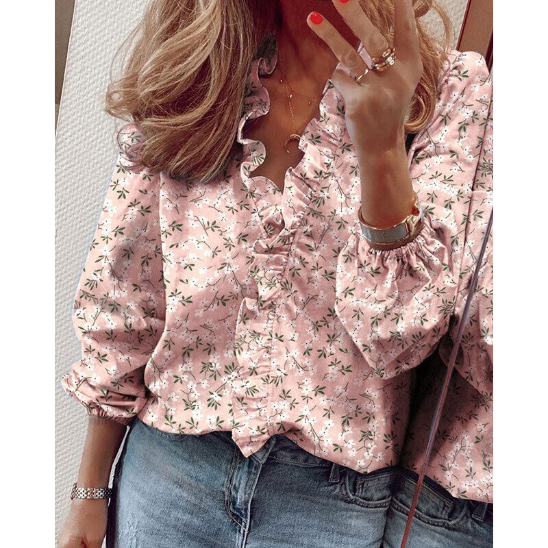 Women Shirts V Neck Tops Ladies Elegant Work Long Sleeve Tunic Shirt Solid Color - Picture 10 of 10