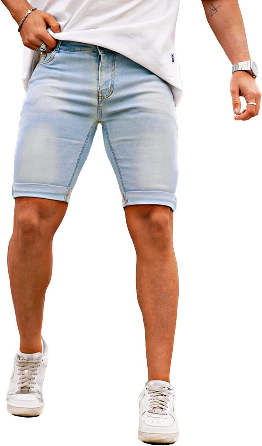 Men's Denim Shorts Slim Fit Stretch Short Jeans,Breathable,Easy Care,comfortable - Bild 22 von 49