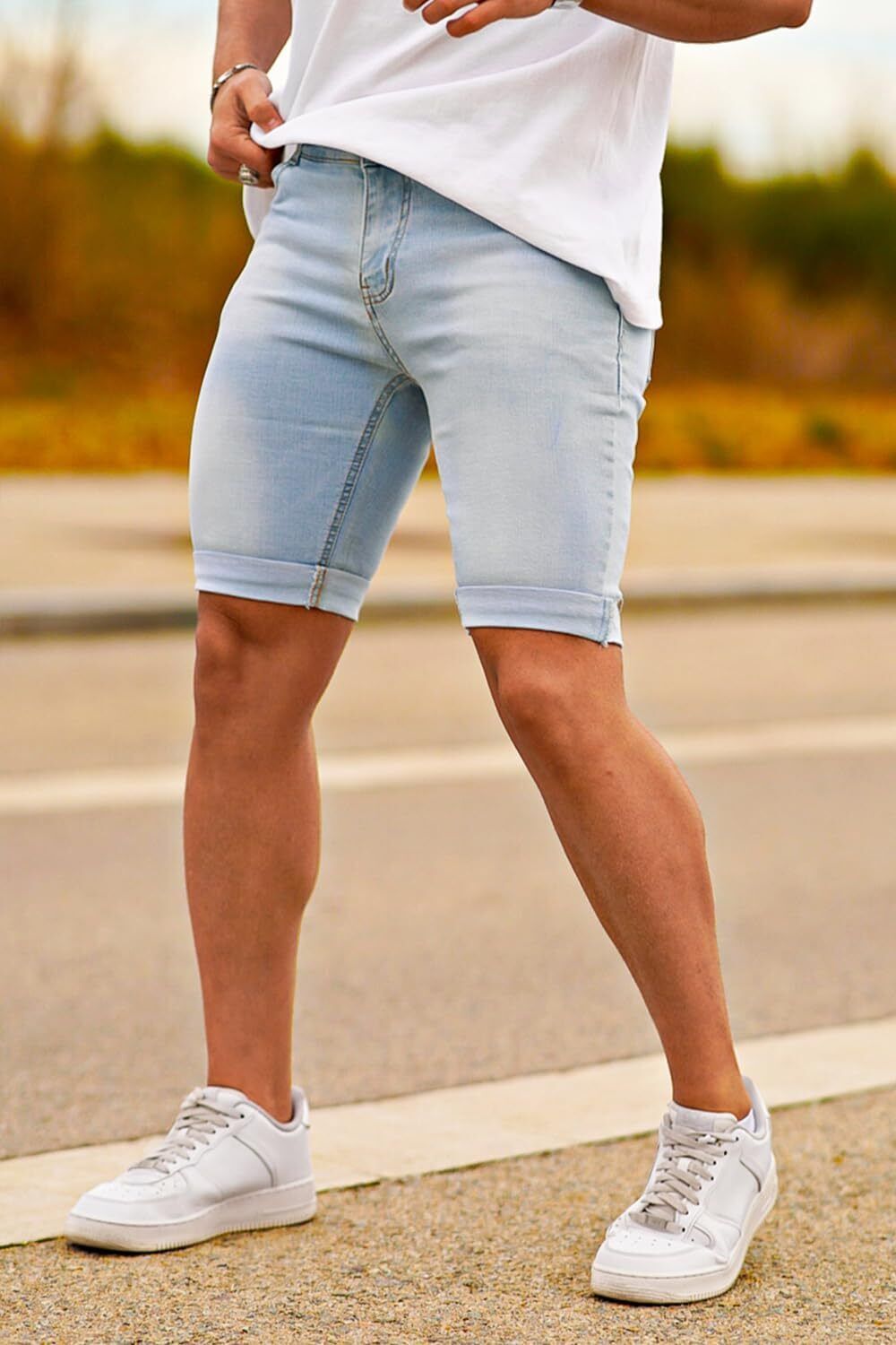 Men's Denim Shorts Slim Fit Stretch Short Jeans,Breathable,Easy Care,comfortable - Bild 23 von 49