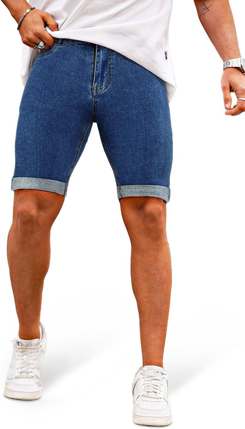 Men's Denim Shorts Slim Fit Stretch Short Jeans,Breathable,Easy Care,comfortable - Bild 27 von 49