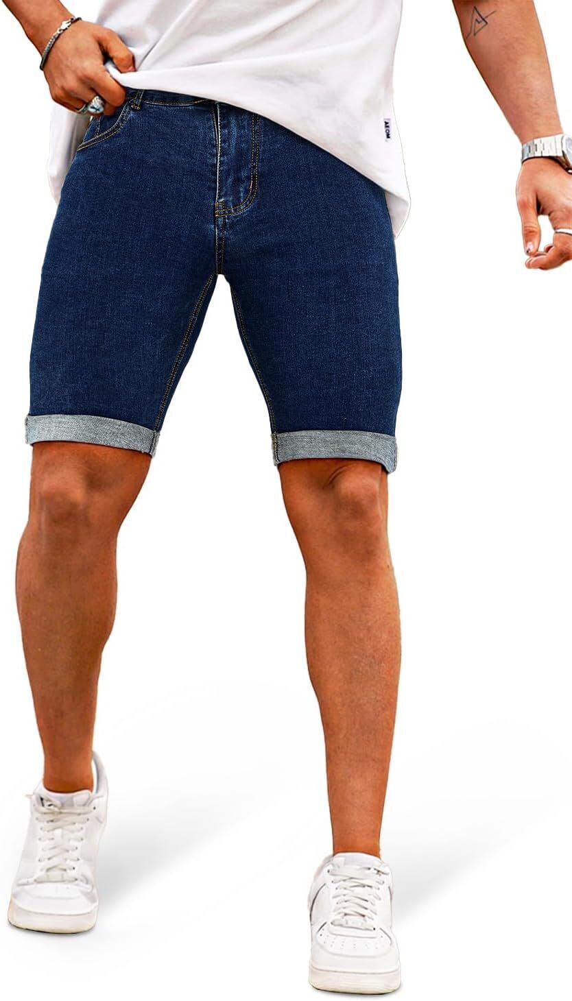 Men's Denim Shorts Slim Fit Stretch Short Jeans,Breathable,Easy Care,comfortable - Bild 28 von 49