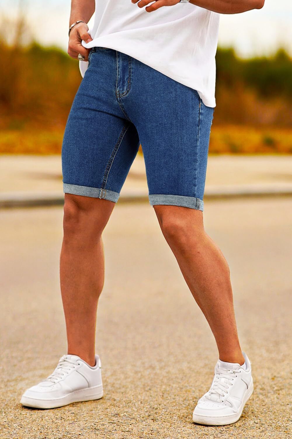 Men's Denim Shorts Slim Fit Stretch Short Jeans,Breathable,Easy Care,comfortable - Bild 36 von 49