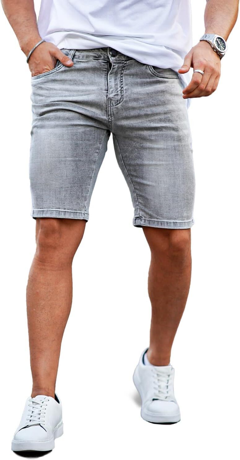 Men's Denim Shorts Slim Fit Stretch Short Jeans,Breathable,Easy Care,comfortable - Bild 37 von 49