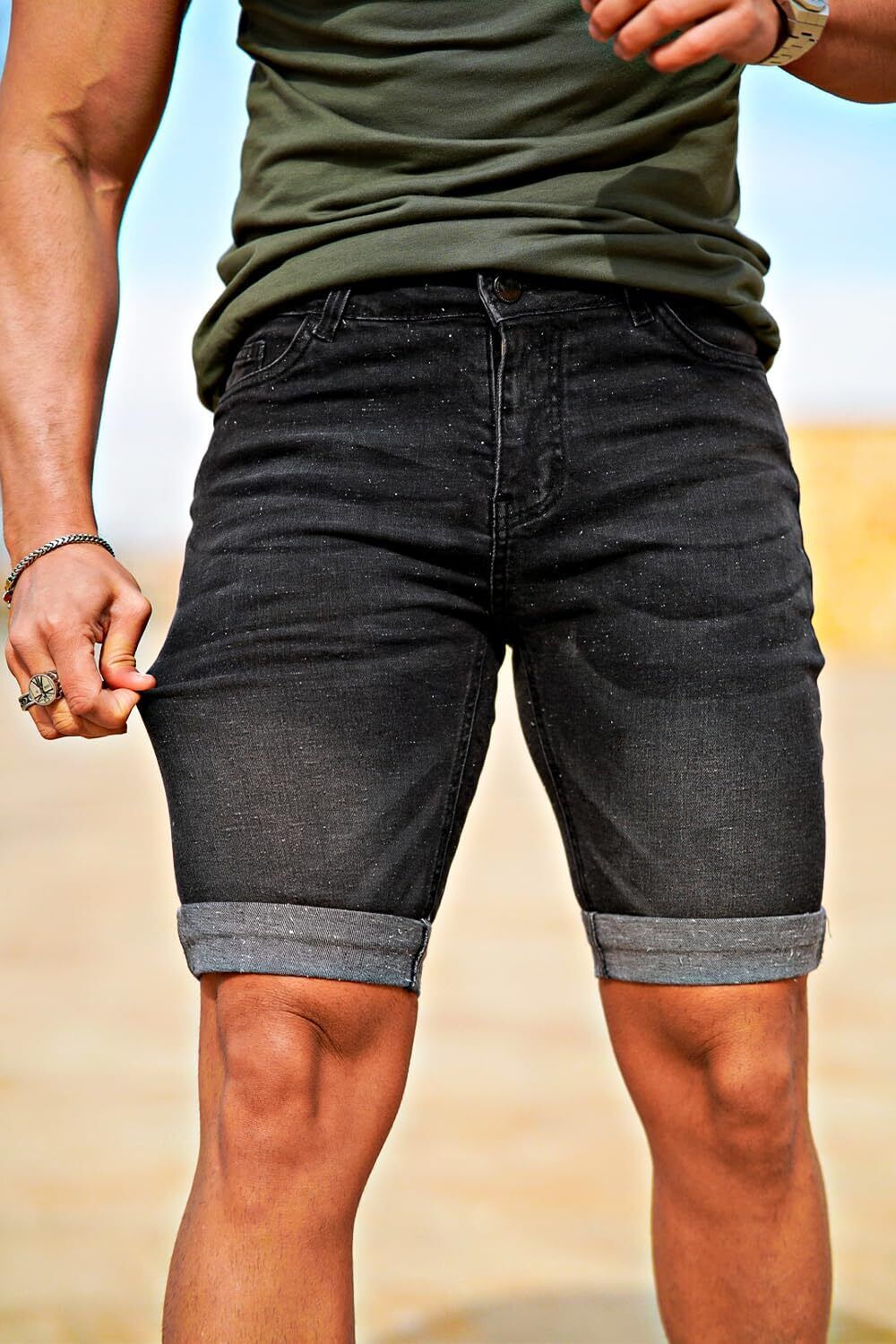 Men's Denim Shorts Slim Fit Stretch Short Jeans,Breathable,Easy Care,comfortable - Bild 41 von 49