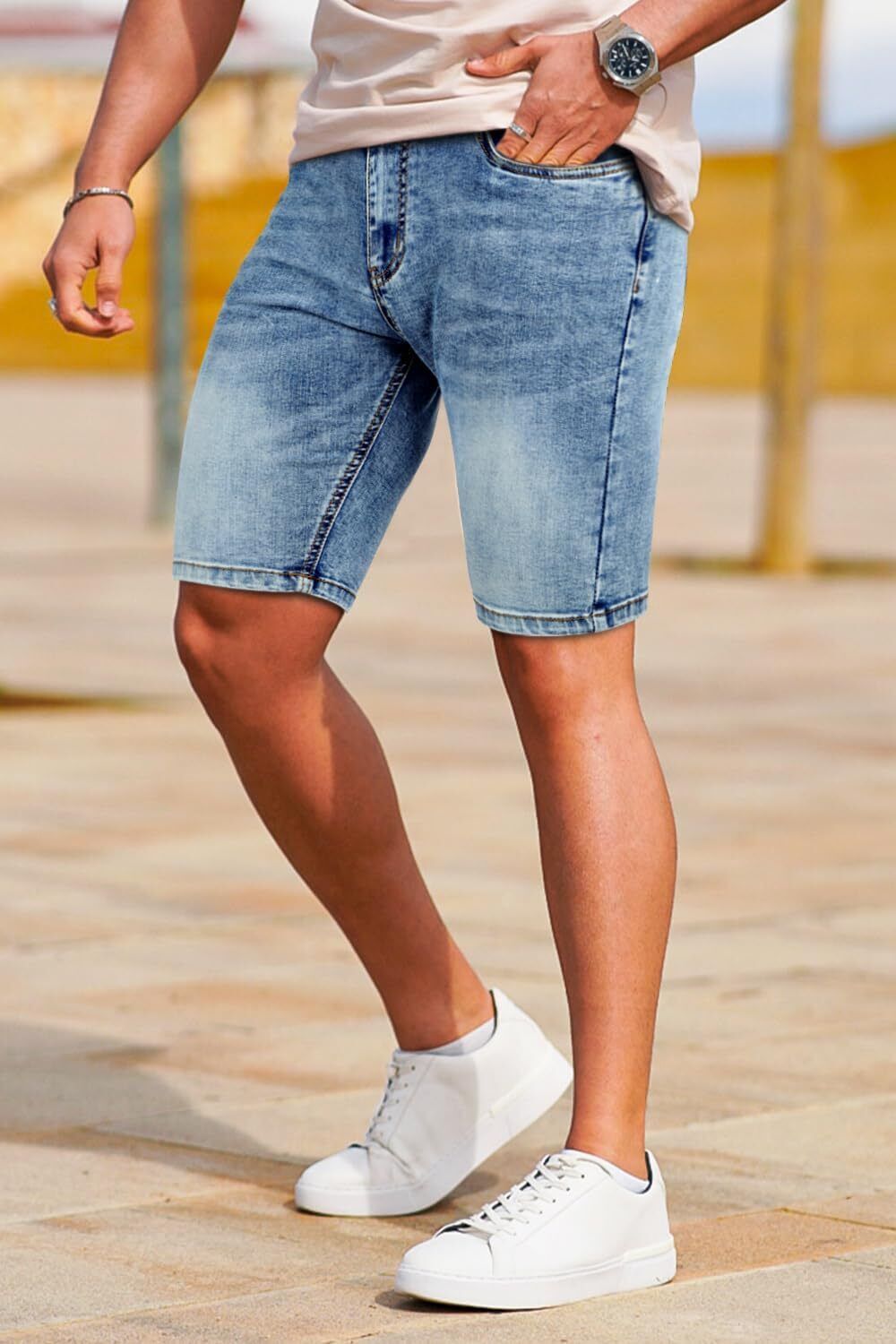 Men's Denim Shorts Slim Fit Stretch Short Jeans,Breathable,Easy Care,comfortable - Bild 44 von 49