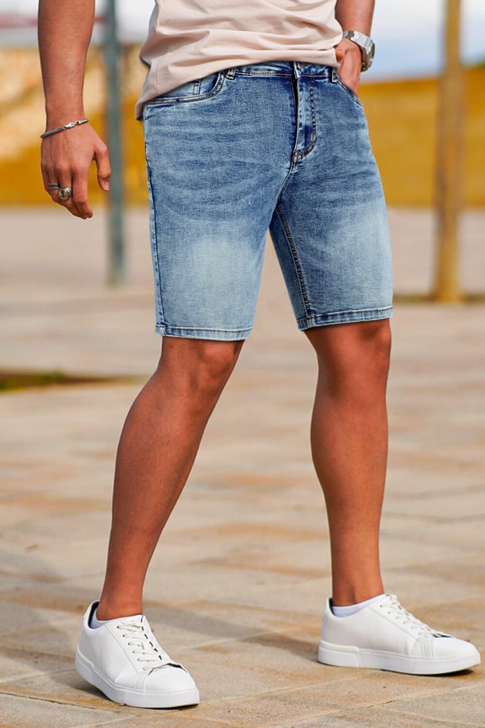 Men's Denim Shorts Slim Fit Stretch Short Jeans,Breathable,Easy Care,comfortable - Bild 45 von 49
