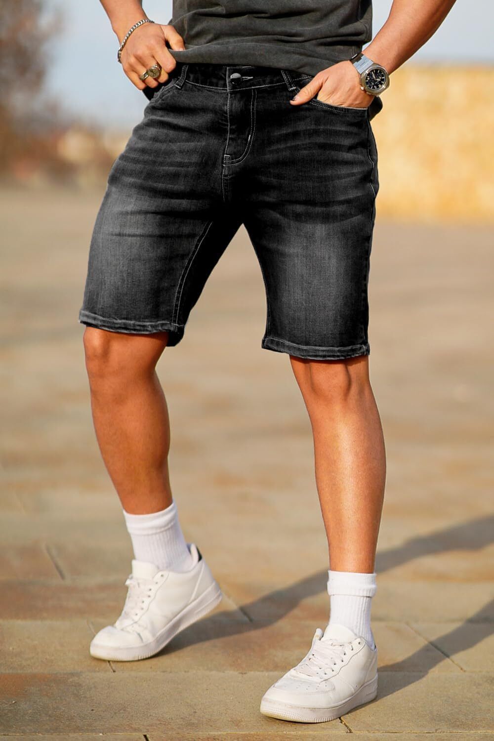 Men's Denim Shorts Slim Fit Stretch Short Jeans,Breathable,Easy Care,comfortable - Bild 47 von 49