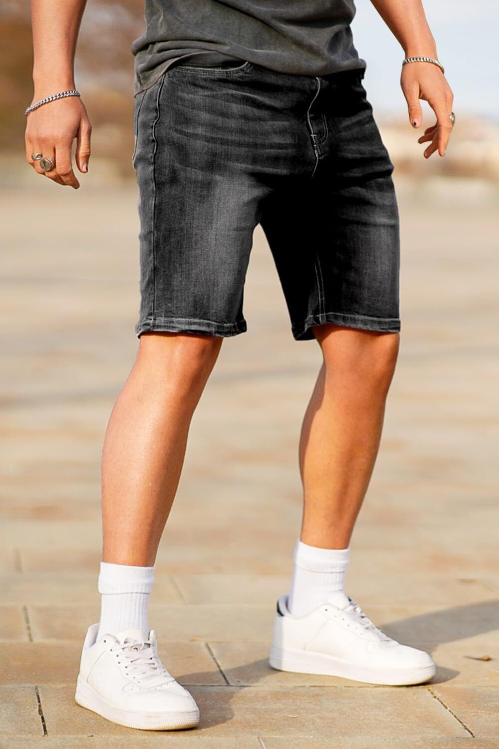 Men's Denim Shorts Slim Fit Stretch Short Jeans,Breathable,Easy Care,comfortable - Bild 48 von 49