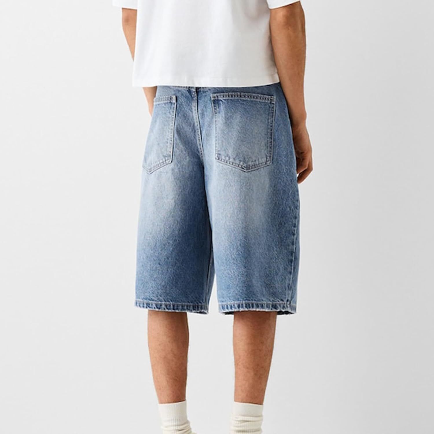 Mens Loose Denim Shorts Baggy Casual Wide Leg Mid Jean Jorts Zipper Shorts - Bild 34 von 39
