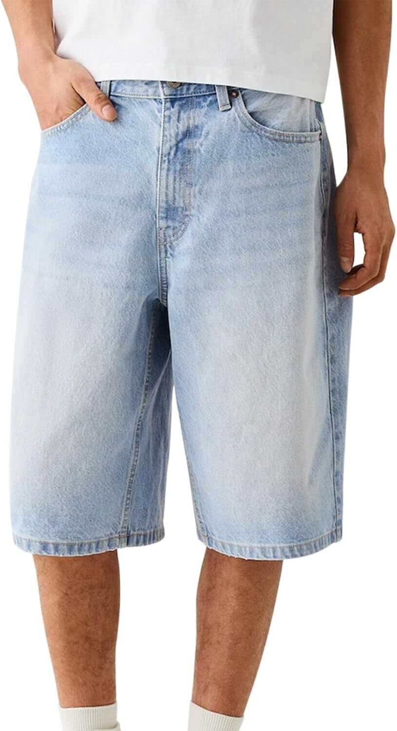 Mens Loose Denim Shorts Baggy Casual Wide Leg Mid Jean Jorts Zipper Shorts - Bild 35 von 39