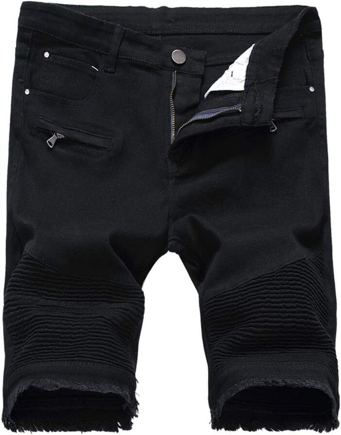 Men's Casual Denim Shorts Classic Fit Ripped Distressed Summer Jeans Shorts - Picture 21 of 36