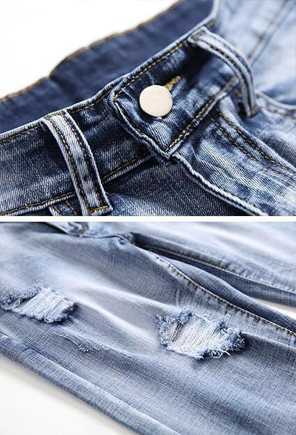 Men's Casual Denim Shorts Classic Fit Distressed Summer Ripped Short Jeans - Picture 27 of 50