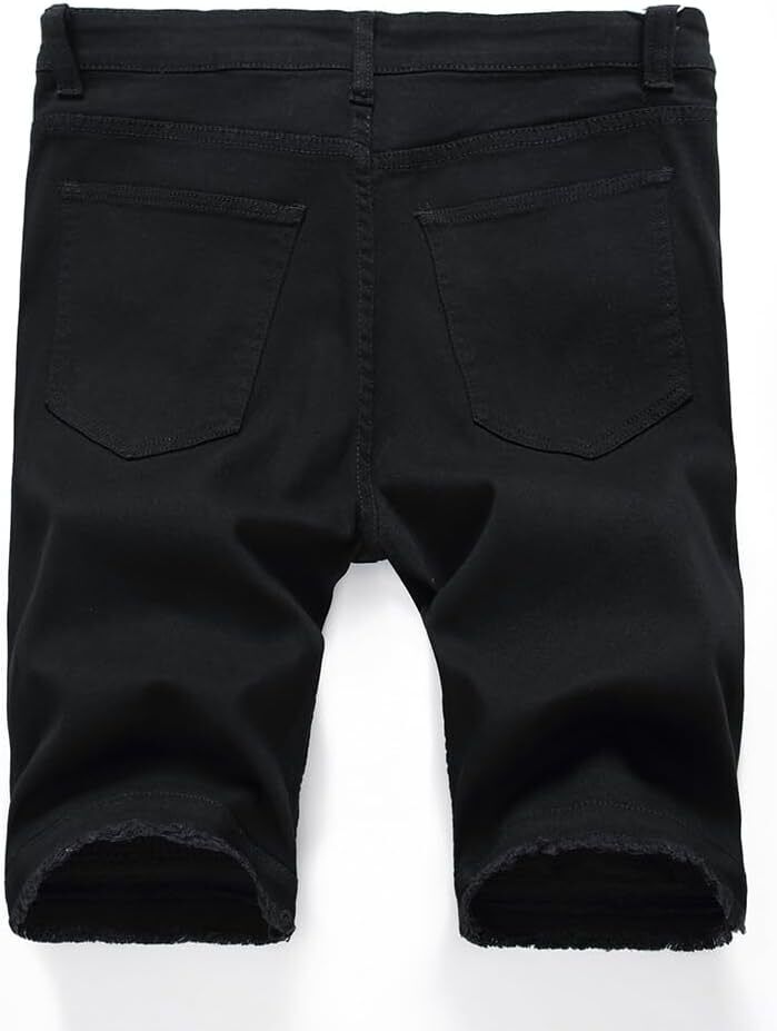 Men's Casual Denim Shorts Classic Fit Ripped Distressed Summer Jeans Shorts - Picture 22 of 36