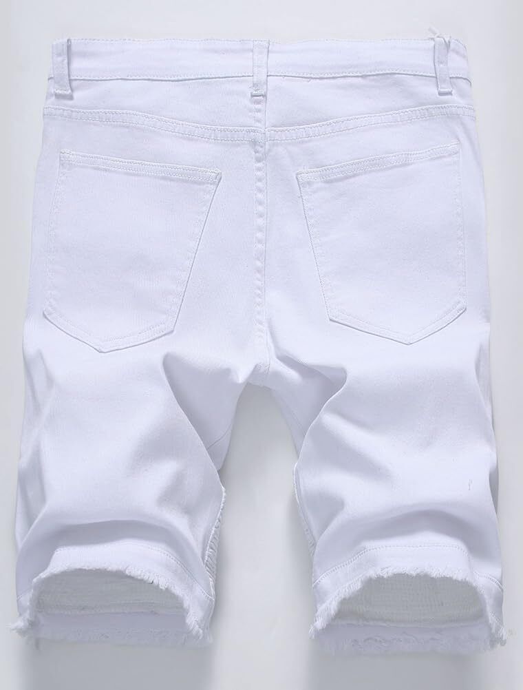 Men's Casual Denim Shorts Classic Fit Ripped Distressed Summer Jeans Shorts - Picture 32 of 36