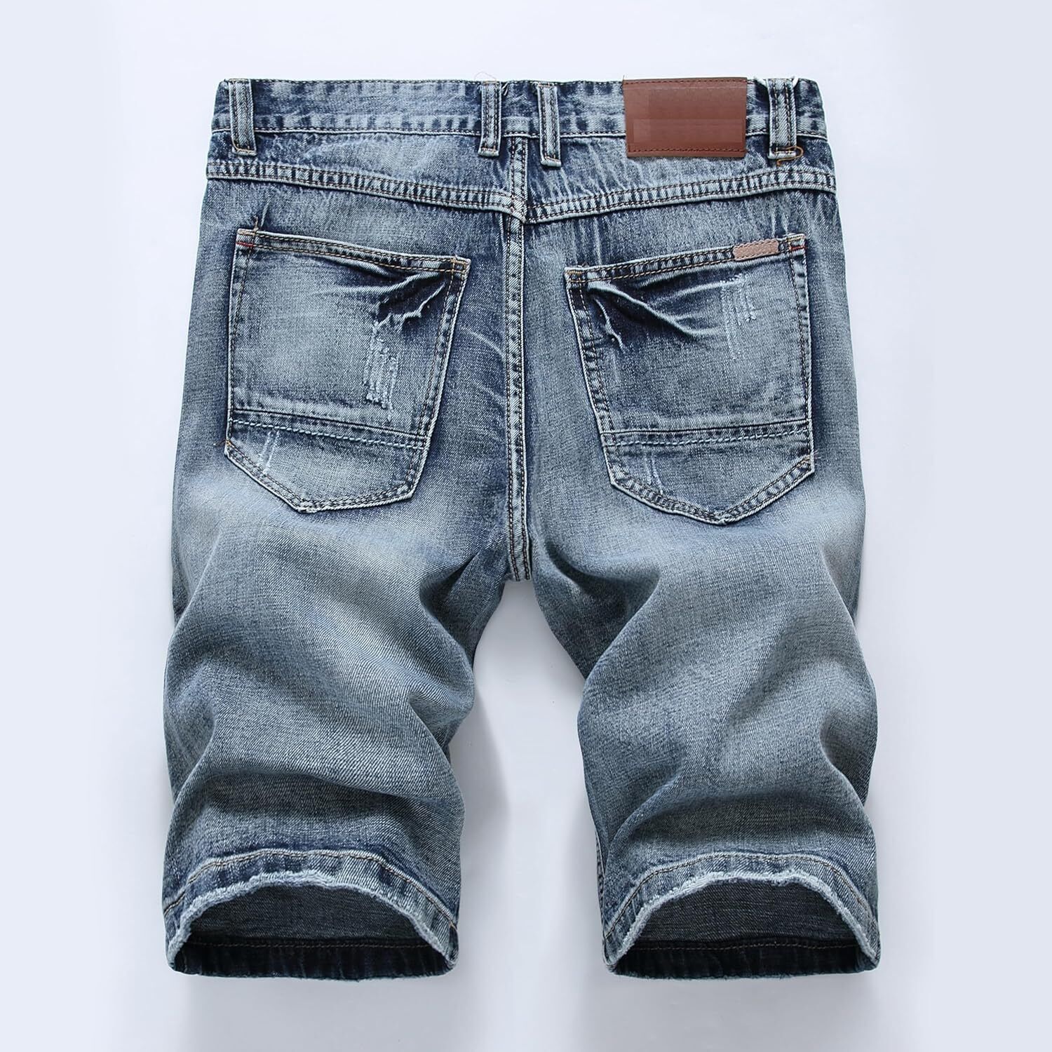 Men's Casual Denim Shorts Classic Fit Distressed Summer Ripped Short Jeans - Picture 36 of 50