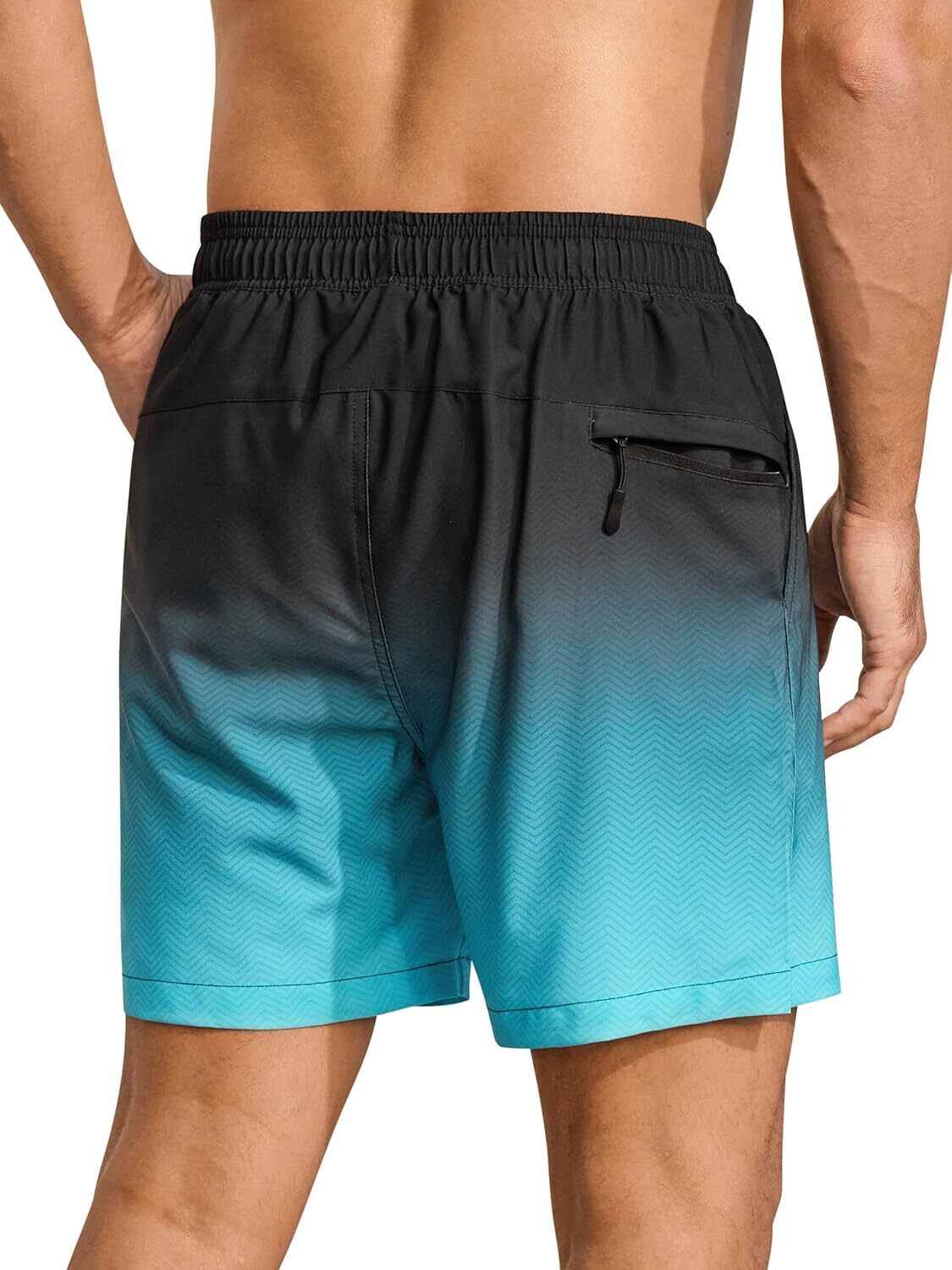Men's Swim Trunks Quick-Dry 6-Inch Shorts with Compression Liner Zipper Pockets - Picture 21 of 64