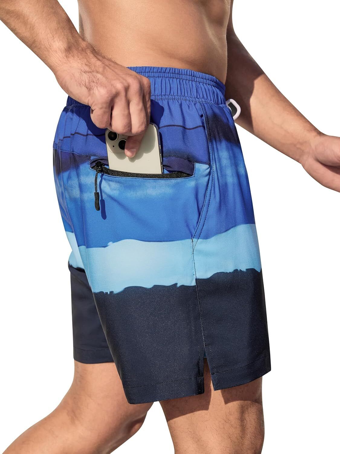 Men's Swim Trunks Quick-Dry 6-Inch Shorts with Compression Liner Zipper Pockets - Picture 28 of 64