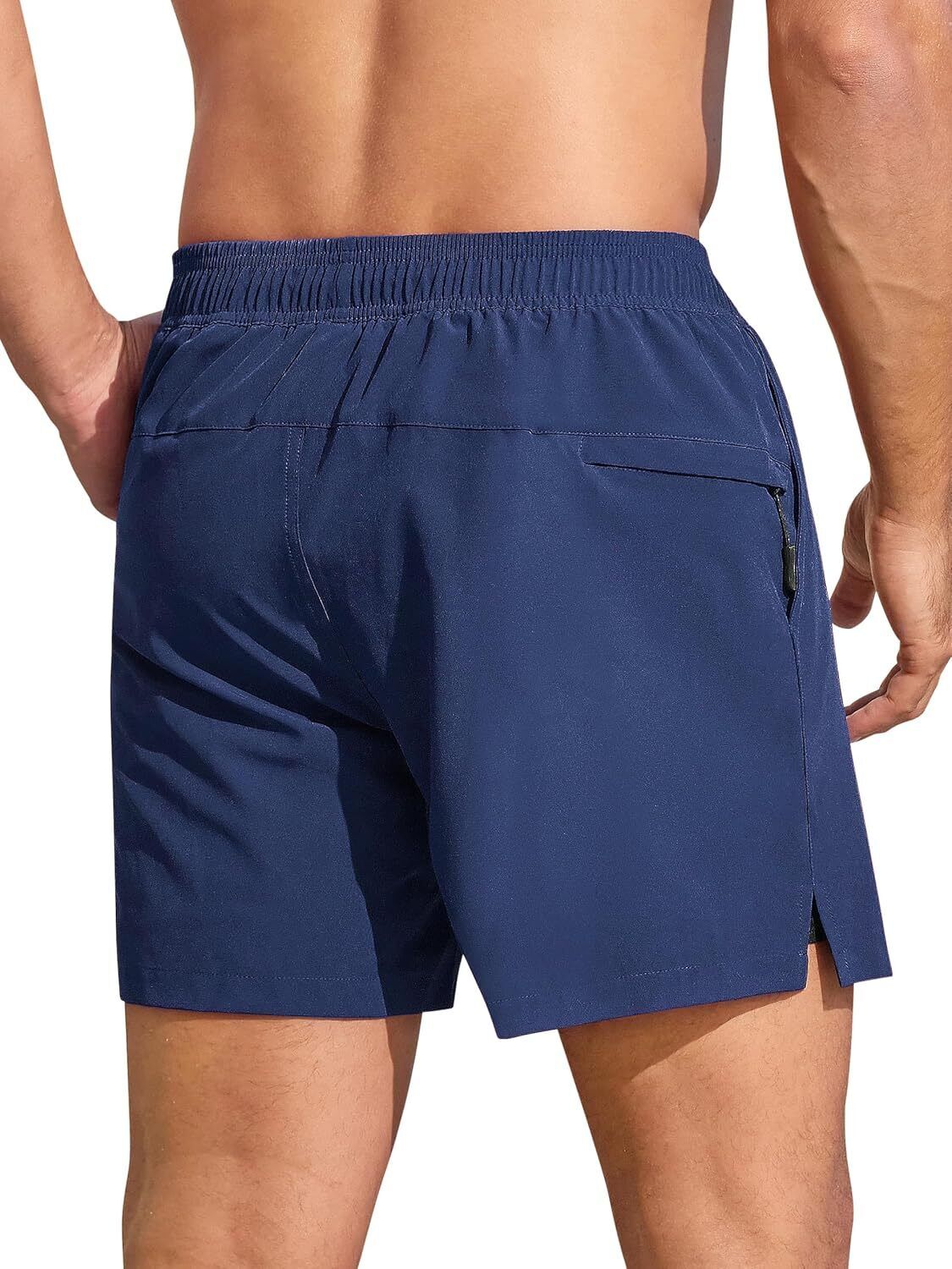 Men's Swim Trunks Quick-Dry 6-Inch Shorts with Compression Liner Zipper Pockets - Picture 30 of 64