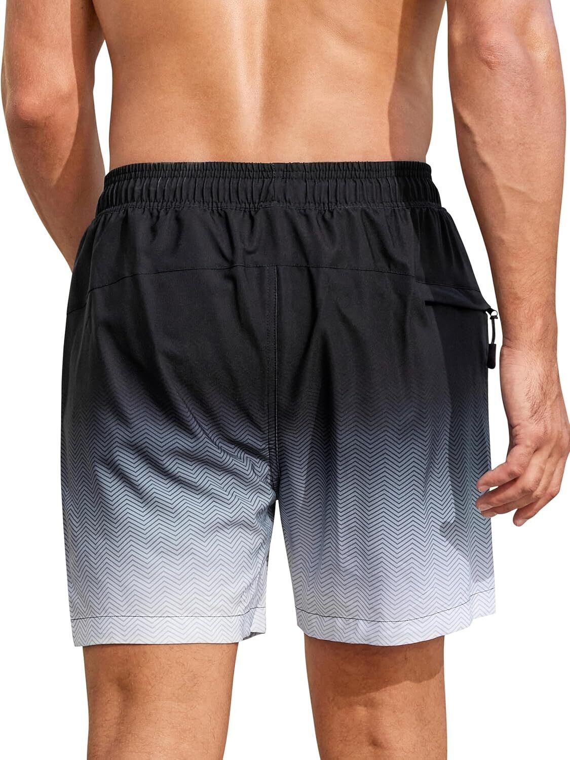 Men's Swim Trunks Quick-Dry 6-Inch Shorts with Compression Liner Zipper Pockets - Picture 33 of 64