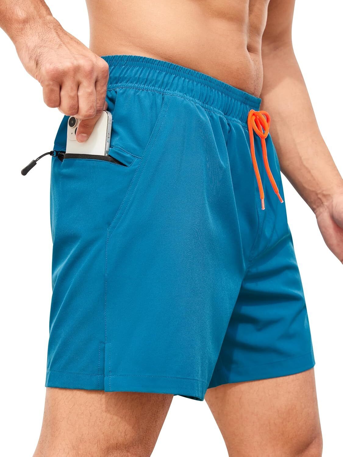 Men's Swim Trunks Quick-Dry 6-Inch Shorts with Compression Liner Zipper Pockets - Picture 37 of 64