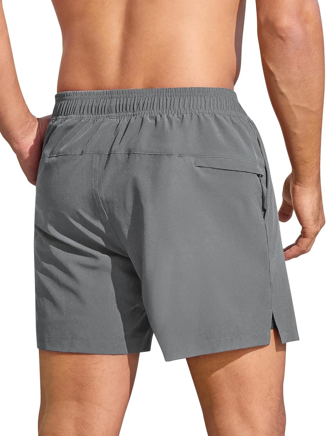 Men's Swim Trunks Quick-Dry 6-Inch Shorts with Compression Liner Zipper Pockets - Picture 39 of 64