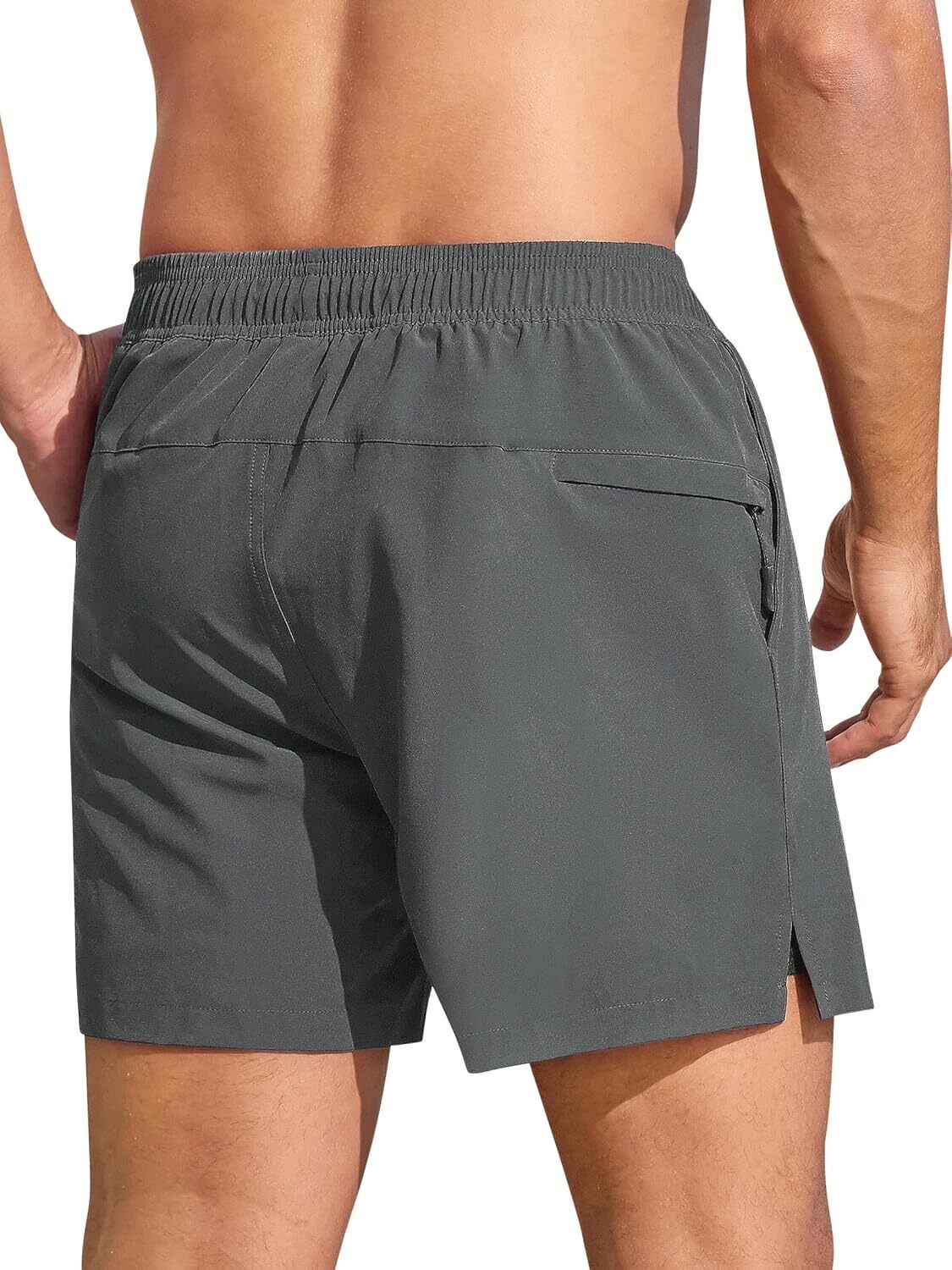 Men's Swim Trunks Quick-Dry 6-Inch Shorts with Compression Liner Zipper Pockets - Picture 45 of 64