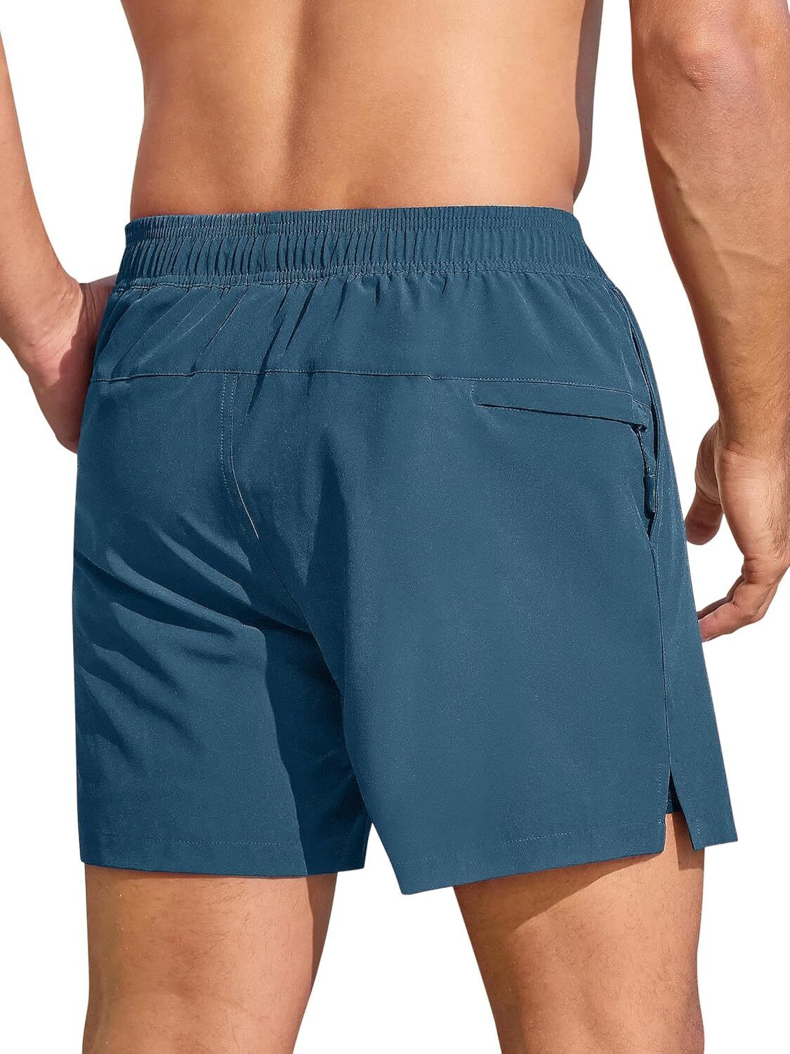 Men's Swim Trunks Quick-Dry 6-Inch Shorts with Compression Liner Zipper Pockets - Picture 48 of 64