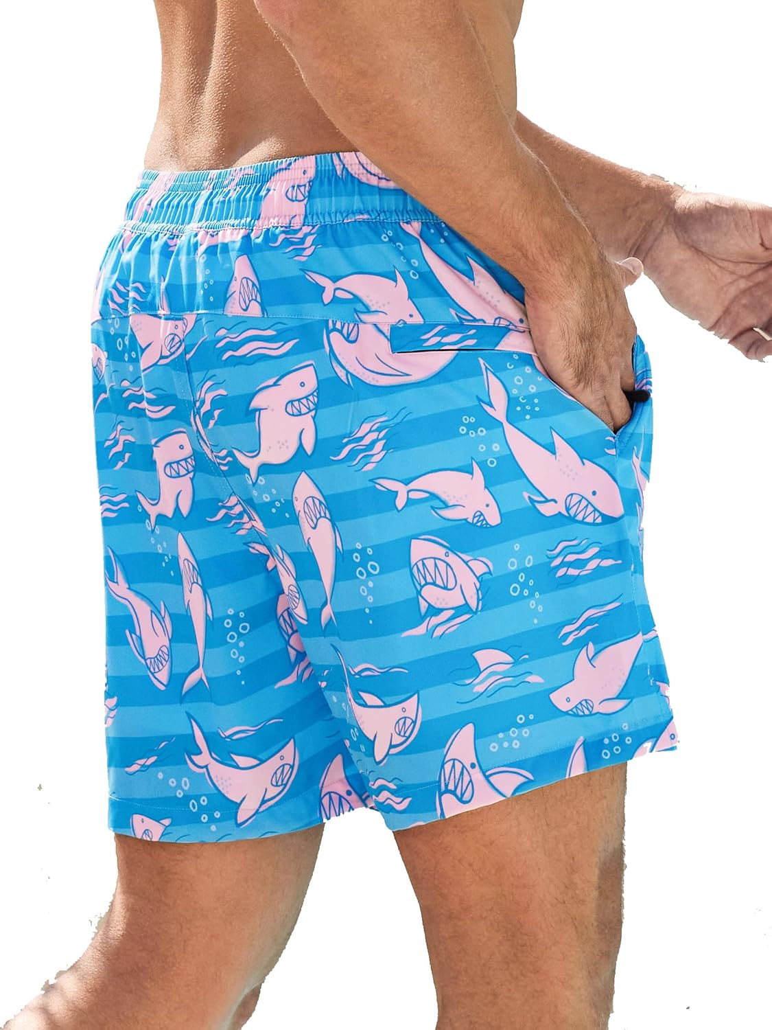 Men's Swim Trunks Quick-Dry 6-Inch Shorts with Compression Liner Zipper Pockets - Picture 51 of 64