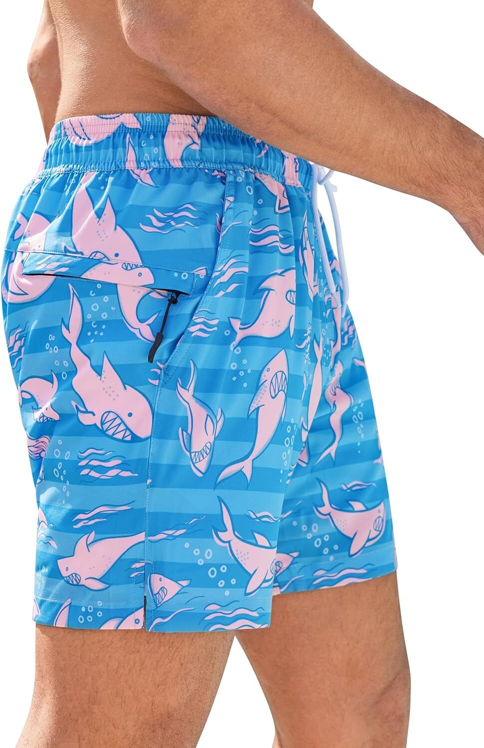 Men's Swim Trunks Quick-Dry 6-Inch Shorts with Compression Liner Zipper Pockets - Picture 52 of 64