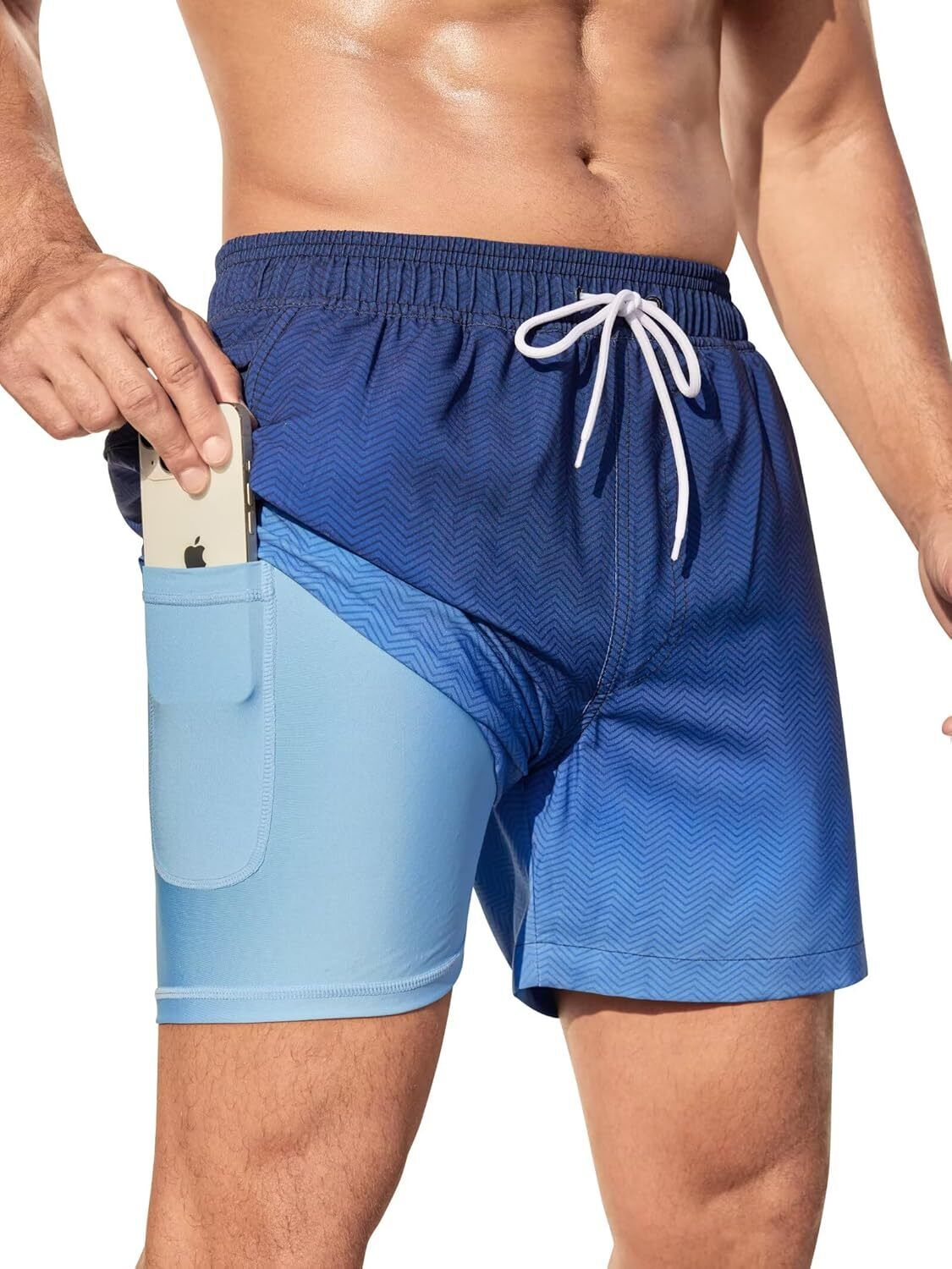 Men's Swim Trunks Quick-Dry 6-Inch Shorts with Compression Liner Zipper Pockets - Picture 53 of 64