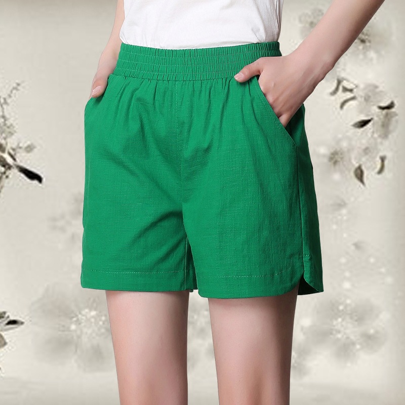 Summer Women's Casual Linen Shorts Trunks Ladies Elastic Waist Beach Short Pants - Picture 27 of 40