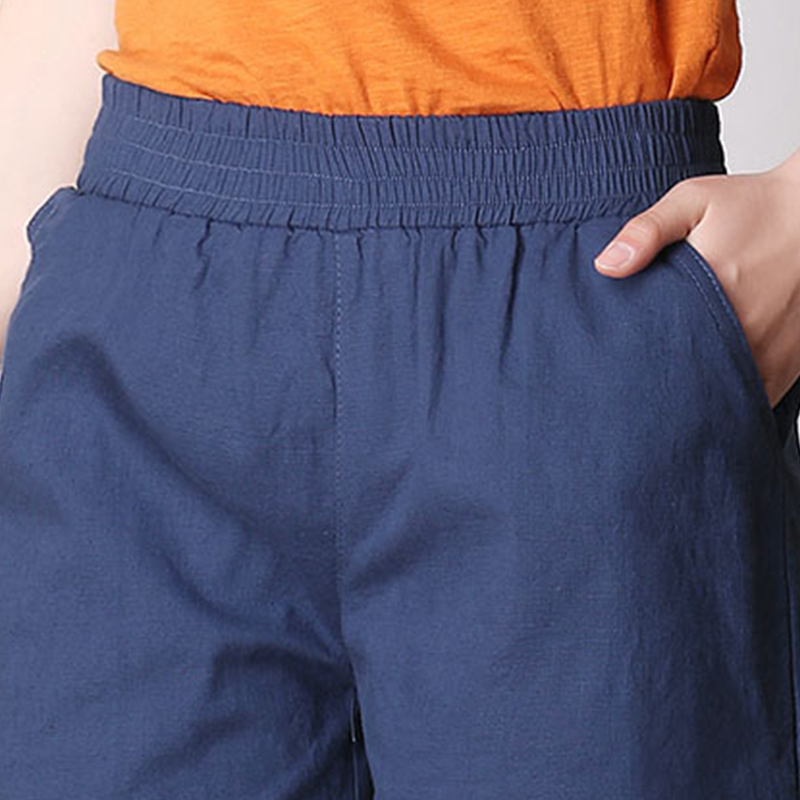 Summer Women's Casual Linen Shorts Trunks Ladies Elastic Waist Beach Short Pants - Picture 33 of 40