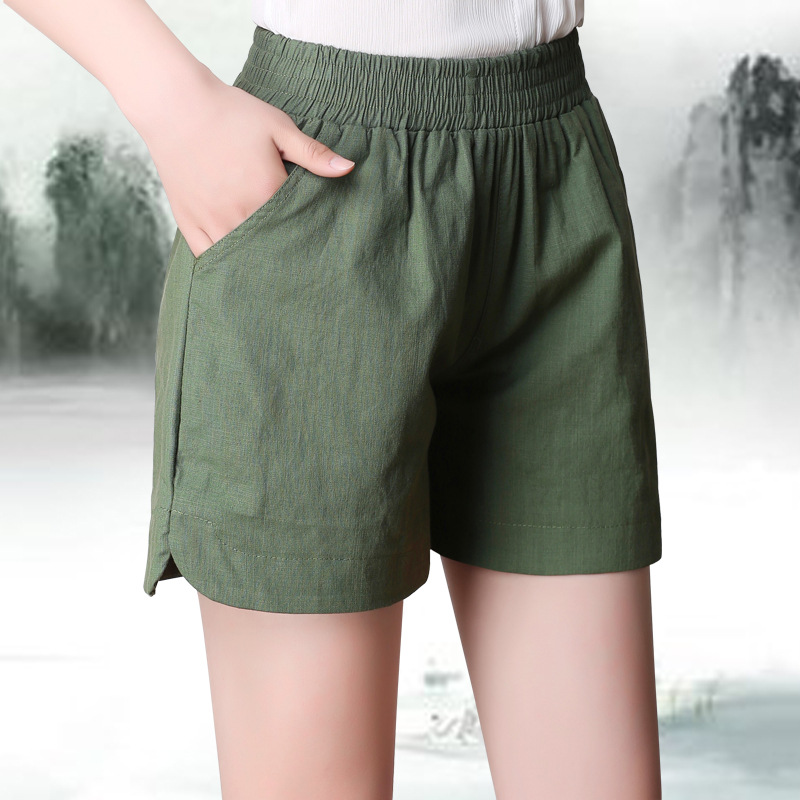 Summer Women's Casual Linen Shorts Trunks Ladies Elastic Waist Beach Short Pants - Picture 35 of 40