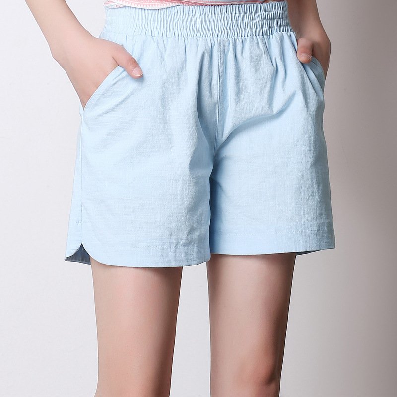 Summer Women's Casual Linen Shorts Trunks Ladies Elastic Waist Beach Short Pants - Picture 36 of 40