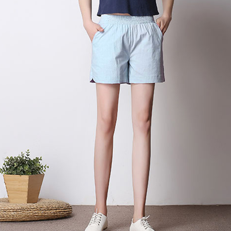 Summer Women's Casual Linen Shorts Trunks Ladies Elastic Waist Beach Short Pants - Picture 38 of 40