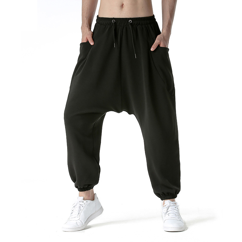 Mens Loose Drawstring Harem Pants Drop Crotch Hippie Trousers Pocket Sweatpants - Picture 22 of 30